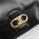 CELINE Shoulder Bag Leather Black Gold Auth 186015-17