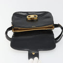 CELINE Shoulder Bag Leather Black Gold Auth 186015-10
