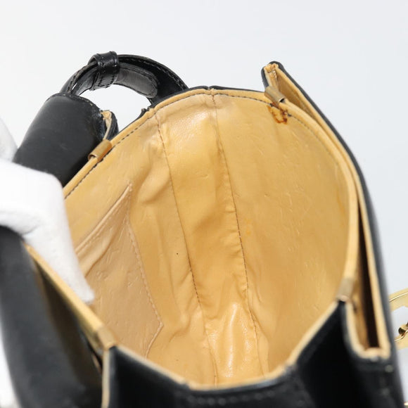 CELINE Shoulder Bag Leather Black Gold Auth 186015