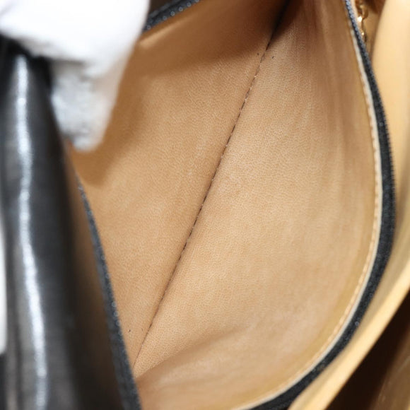 CELINE Shoulder Bag Leather Black Gold Auth 186015