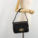 CELINE Shoulder Bag Leather Black Gold Auth 186015-25