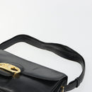 CELINE Shoulder Bag Leather Black Gold Auth 186015-8