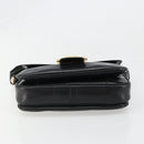 CELINE Shoulder Bag Leather Black Gold Auth 186015-5