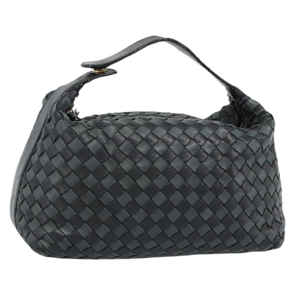 BOTTEGA VENETA INTRECCIATO Hand Pouch Leather Black Gold 114087 Auth 186016A