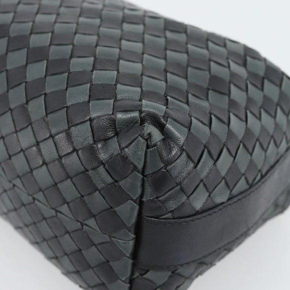 BOTTEGA VENETA INTRECCIATO Hand Pouch Leather Black Gold 114087 Auth 186016A