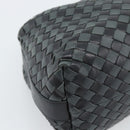 BOTTEGA VENETA INTRECCIATO Hand Pouch Leather Black Gold 114087 Auth 186016A-16