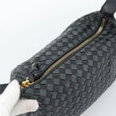 BOTTEGA VENETA INTRECCIATO Hand Pouch Leather Black Gold 114087 Auth 186016A-9
