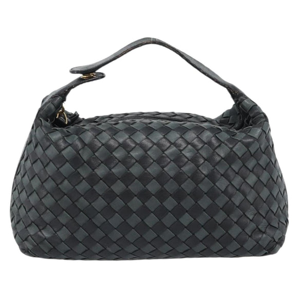 BOTTEGA VENETA INTRECCIATO Hand Pouch Leather Black Gold 114087 Auth 186016A