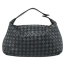 BOTTEGA VENETA INTRECCIATO Hand Pouch Leather Black Gold 114087 Auth 186016A-2