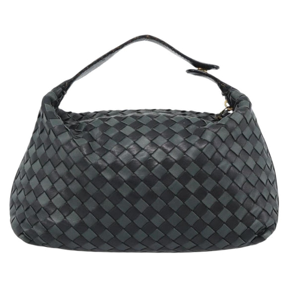BOTTEGA VENETA INTRECCIATO Hand Pouch Leather Black Gold 114087 Auth 186016A