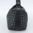 BOTTEGA VENETA INTRECCIATO Hand Pouch Leather Black Gold 114087 Auth 186016A-3
