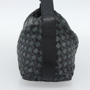 BOTTEGA VENETA INTRECCIATO Hand Pouch Leather Black Gold 114087 Auth 186016A-4