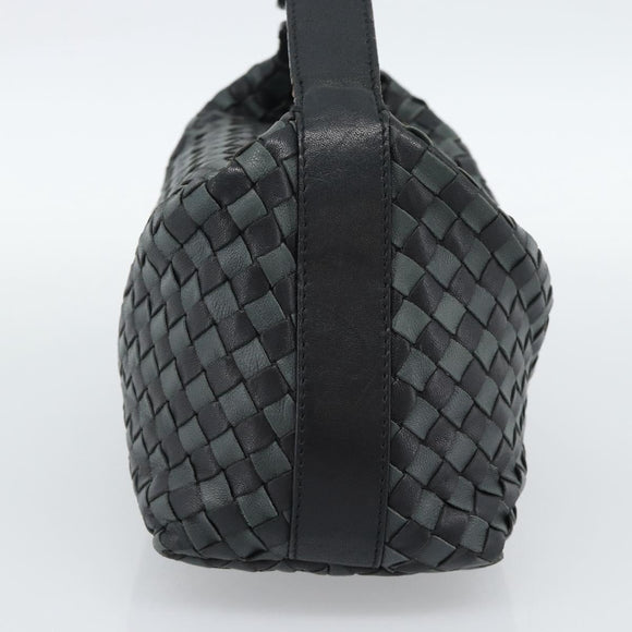 BOTTEGA VENETA INTRECCIATO Hand Pouch Leather Black Gold 114087 Auth 186016A