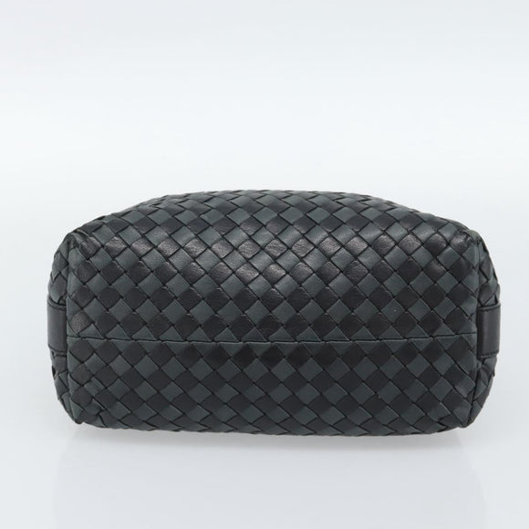 BOTTEGA VENETA INTRECCIATO Hand Pouch Leather Black Gold 114087 Auth 186016A