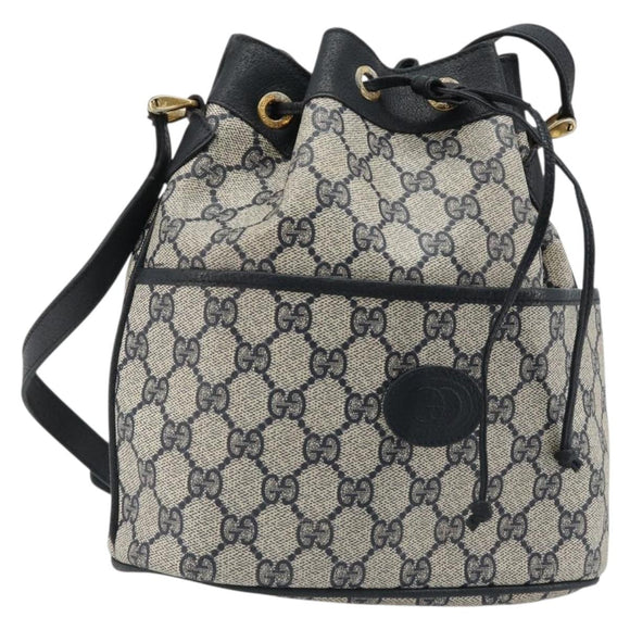 GUCCI GG Supreme Shoulder Bag PVC Navy Gold 001 093 0791 Auth 186017