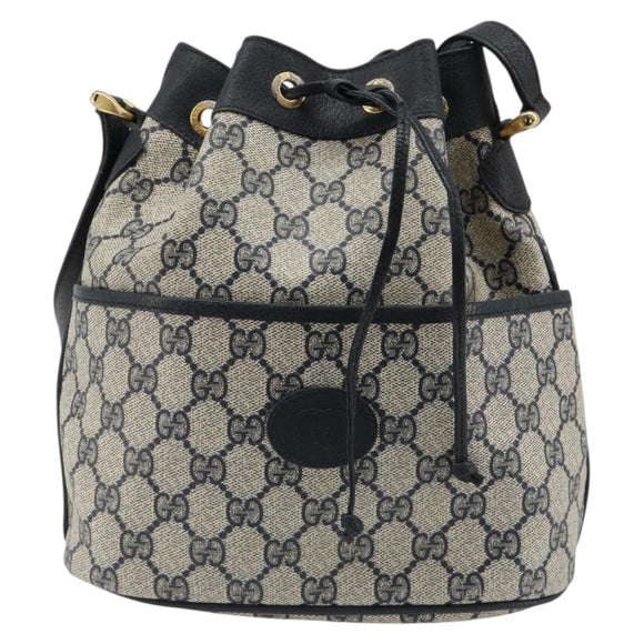 GUCCI GG Supreme Shoulder Bag PVC Navy Gold 001 093 0791 Auth 186017