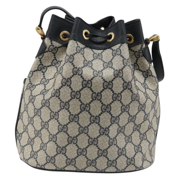 GUCCI GG Supreme Shoulder Bag PVC Navy Gold 001 093 0791 Auth 186017