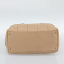 CHANEL Choco Bar Shoulder Bag Caviar Skin Beige Silver CC Auth 186018-5