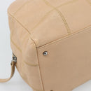 CHANEL Choco Bar Shoulder Bag Caviar Skin Beige Silver CC Auth 186018-16