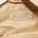CHANEL Choco Bar Shoulder Bag Caviar Skin Beige Silver CC Auth 186018-20