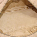 CHANEL Choco Bar Shoulder Bag Caviar Skin Beige Silver CC Auth 186018-11