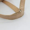 CHANEL Choco Bar Shoulder Bag Caviar Skin Beige Silver CC Auth 186018-8