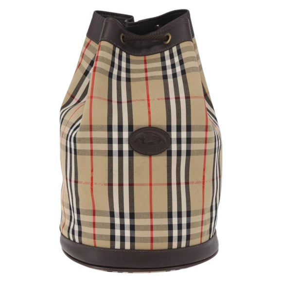 Burberrys Nova Check Shoulder Bag Canvas Beige Auth 186020A