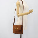 GUCCI Horsebit Shoulder Bag Suede Brown Gold Auth 186021-22