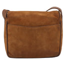 GUCCI Horsebit Shoulder Bag Suede Brown Gold Auth 186021-2