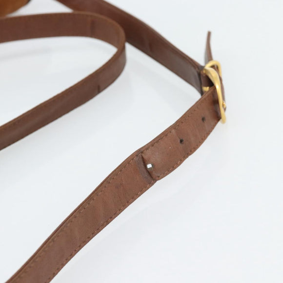 GUCCI Horsebit Shoulder Bag Suede Brown Gold Auth 186021
