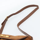 GUCCI Horsebit Shoulder Bag Suede Brown Gold Auth 186021-14