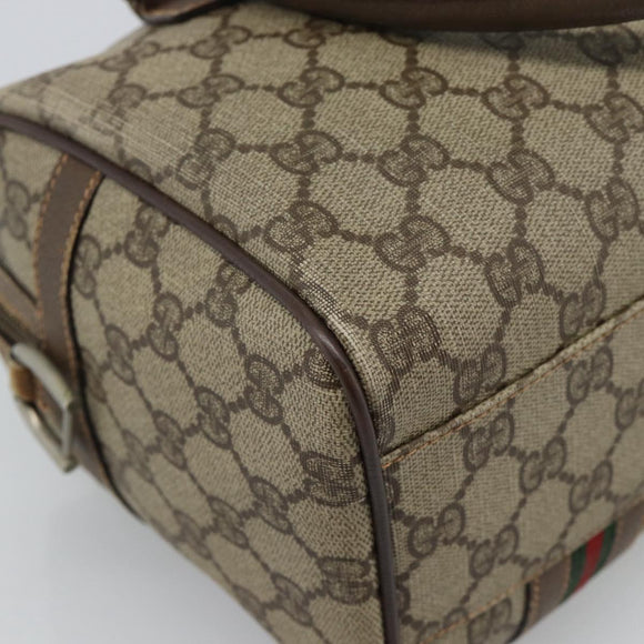 GUCCI GG Supreme Web Sherry Line Bag PVC Beige Silver 002 115 6697 Auth 186022
