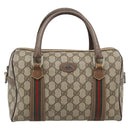 GUCCI GG Supreme Web Sherry Line Bag PVC Beige Silver 002 115 6697 Auth 186022-13