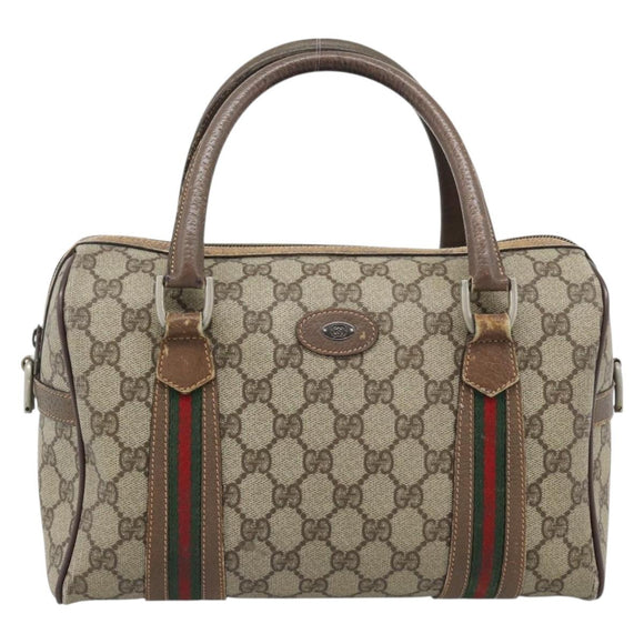 GUCCI GG Supreme Web Sherry Line Bag PVC Beige Silver 002 115 6697 Auth 186022