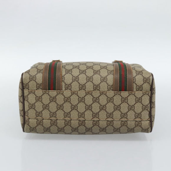 GUCCI GG Supreme Web Sherry Line Bag PVC Beige Silver 002 115 6697 Auth 186022