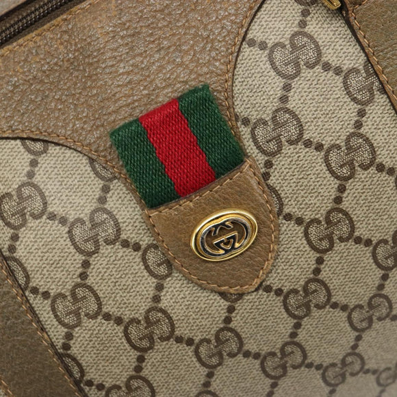 GUCCI GG Supreme Web Sherry Line Boston Bag PVC Beige Gold 40 02 007 Auth 186023