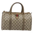 GUCCI GG Supreme Web Sherry Line Boston Bag PVC Beige Gold 40 02 007 Auth 186023-2