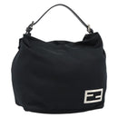 FENDI Hand Pouch Cotton jersey Black Silver Auth 186024A-1