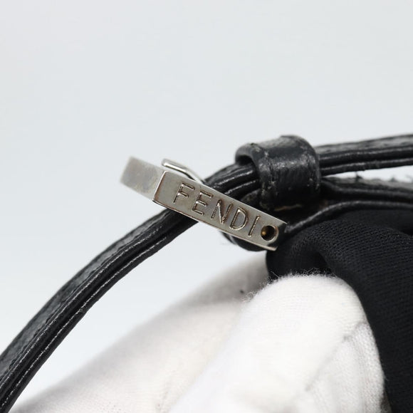 FENDI Hand Pouch Cotton jersey Black Silver Auth 186024A