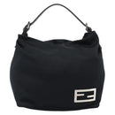 FENDI Hand Pouch Cotton jersey Black Silver Auth 186024A-13