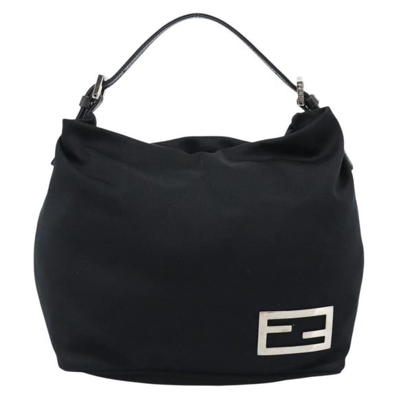 FENDI Hand Pouch Cotton jersey Black Silver Auth 186024A