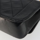 CHANEL Chain Matelasse Shoulder Bag Lamb Skin Black Gold CC Auth 186025SAV-12