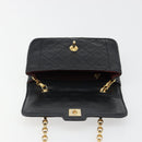 CHANEL Chain Matelasse Shoulder Bag Lamb Skin Black Gold CC Auth 186025SAV-15