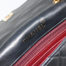 CHANEL Chain Matelasse Shoulder Bag Lamb Skin Black Gold CC Auth 186025SAV-17