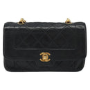 CHANEL Chain Matelasse Shoulder Bag Lamb Skin Black Gold CC Auth 186025SAV-2
