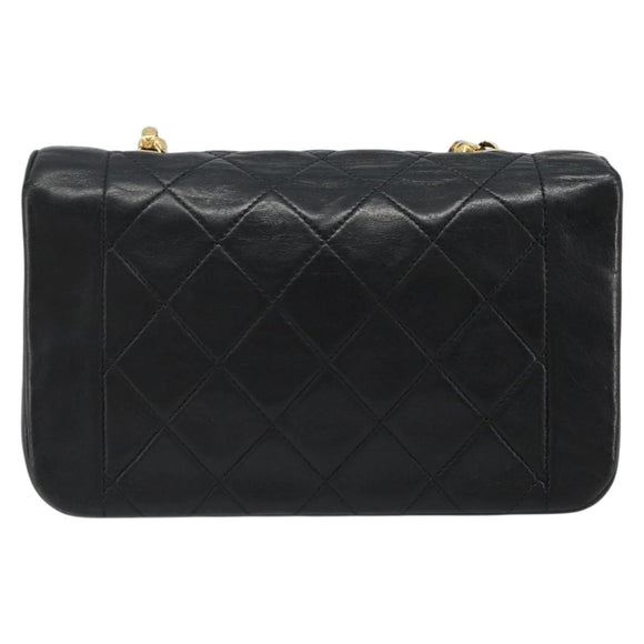 CHANEL Chain Matelasse Shoulder Bag Lamb Skin Black Gold CC Auth 186025SAV