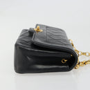 CHANEL Chain Matelasse Shoulder Bag Lamb Skin Black Gold CC Auth 186025SAV-4