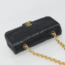 CHANEL Chain Matelasse Shoulder Bag Lamb Skin Black Gold CC Auth 186025SAV-6