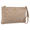 PRADA Clutch Bag Leather Pink Gold Auth 186026A-1