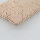 PRADA Clutch Bag Leather Pink Gold Auth 186026A-14